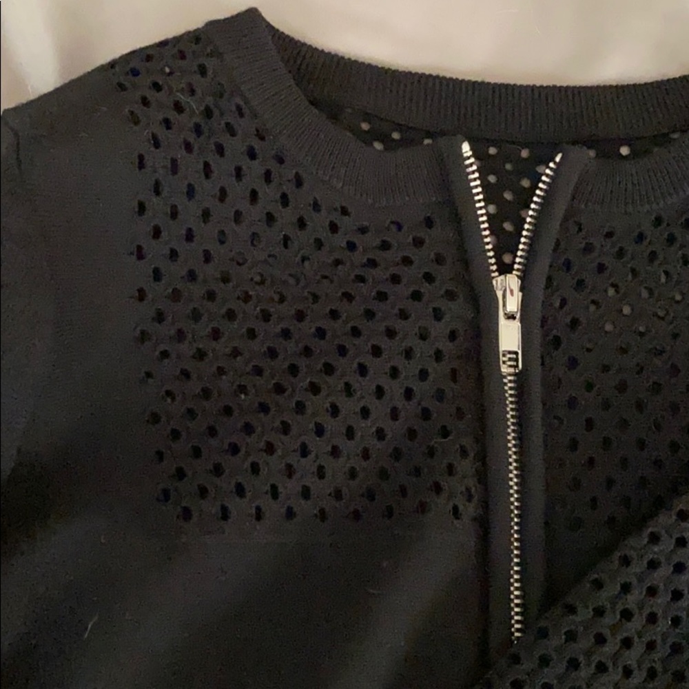 Bailey 44 Perforated zip-up stretch sweater